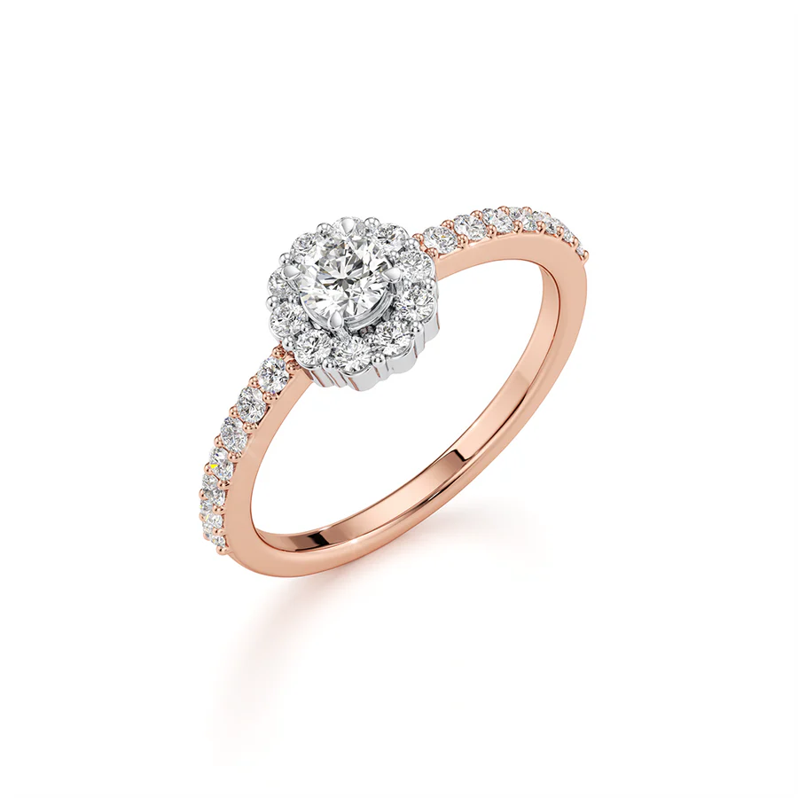 White Gold Halo Engagement Ring – Classic Round Lab Diamond