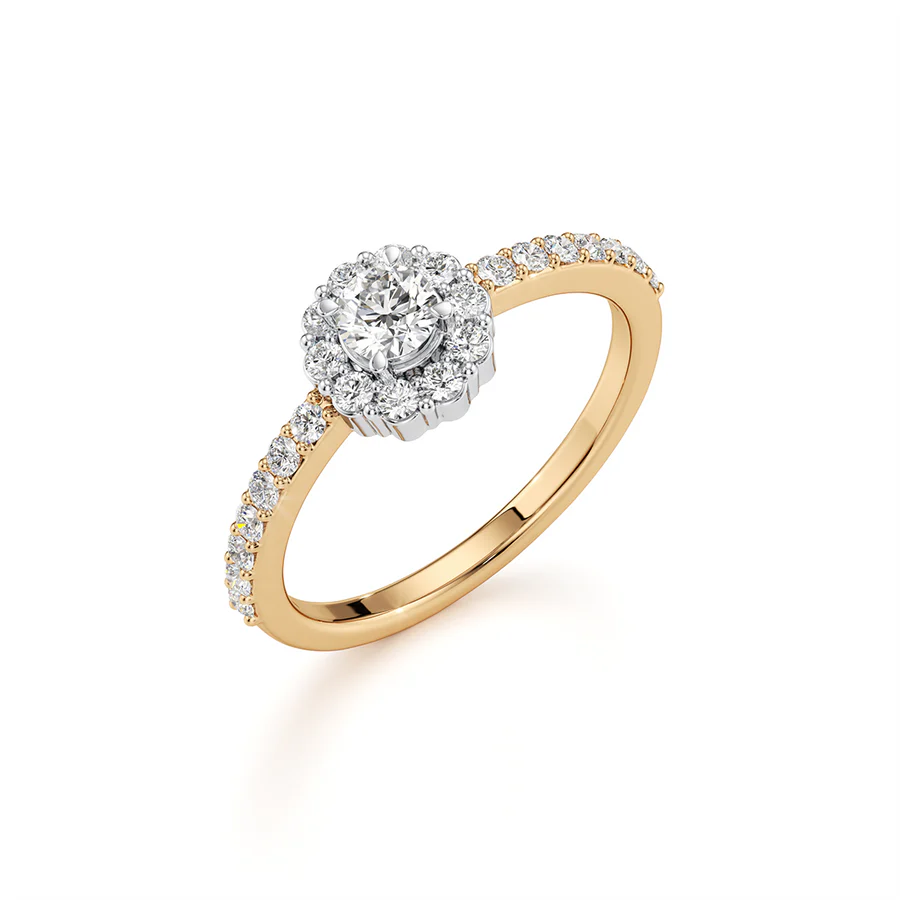 White Gold Halo Engagement Ring – Classic Round Lab Diamond
