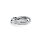 White Gold Interlocking Diamond Ring – Multi-Band Crossover Style | Elegant Designer Look