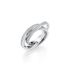 White Gold Interlocking Diamond Ring – Multi-Band Crossover Style | Elegant Designer Look