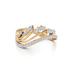 Rose Gold Diamond Band Ring – Wavy Multi-Layer Design