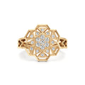 White Gold Mandala Diamond Ring – Geometric Floral Design