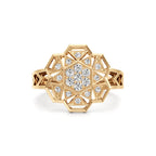 White Gold Mandala Diamond Ring – Geometric Floral Design