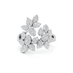 Gold Diamond Flower Ring | Floral Design with Sparkling Diamonds