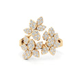 Gold Diamond Flower Ring | Floral Design with Sparkling Diamonds