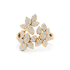 Gold Diamond Flower Ring | Floral Design with Sparkling Diamonds