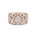 Bold Diamond Floral Statement Ring in White Gold – Wide Band Luxury Ring