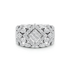 Bold Diamond Floral Statement Ring in White Gold – Wide Band Luxury Ring