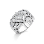 Bold Diamond Floral Statement Ring in White Gold – Wide Band Luxury Ring