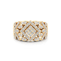 Bold Diamond Floral Statement Ring in White Gold – Wide Band Luxury Ring