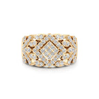 Bold Diamond Floral Statement Ring in White Gold – Wide Band Luxury Ring