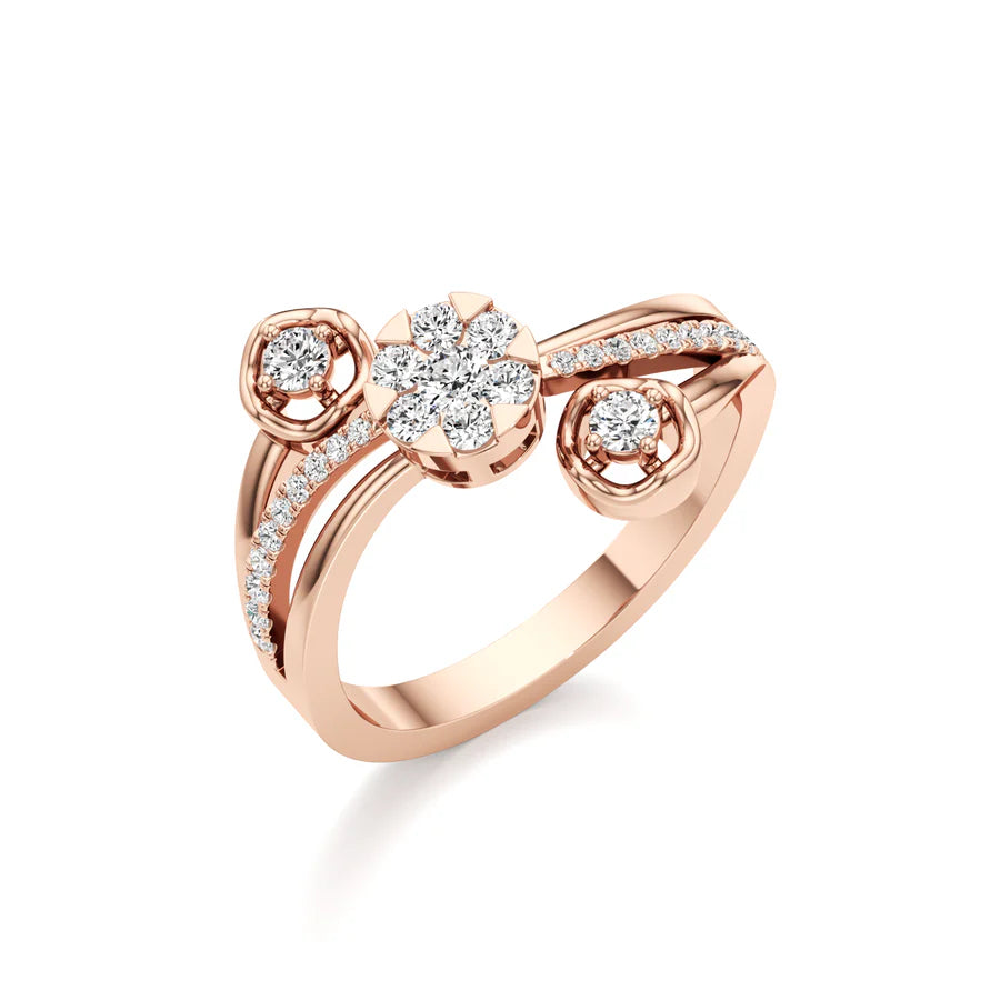 White Gold Floral Diamond Ring – Modern Cluster Design