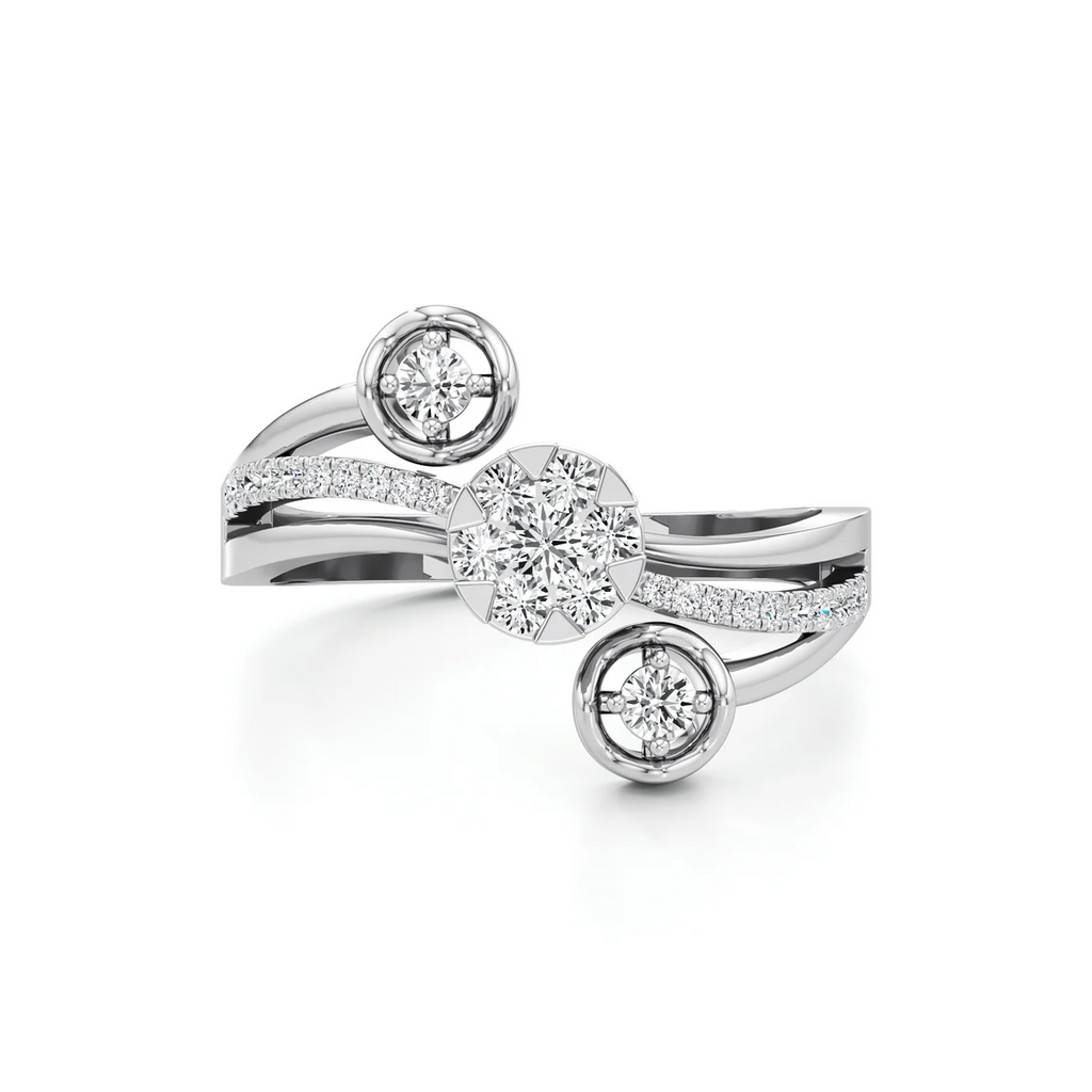White Gold Floral Diamond Ring – Modern Cluster Design