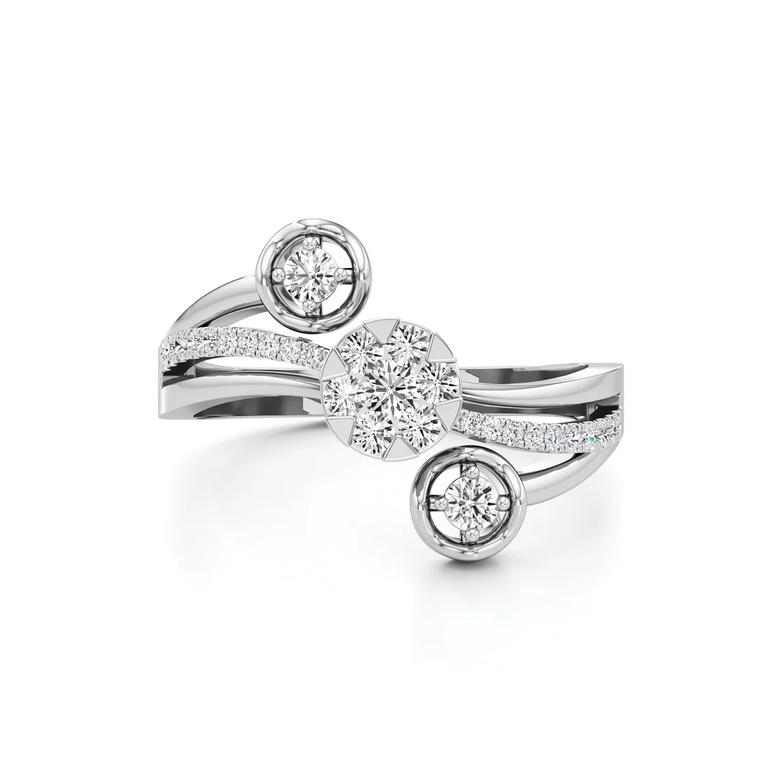White Gold Floral Diamond Ring – Modern Cluster Design
