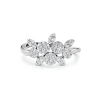 Gold Floral Diamond Ring | Elegant Diamond Flowers
