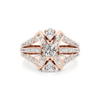 Designer Diamond Ring for Women – Pear, Baguette & Round Cut in Yellow Gold – Bold Luxury Statement Ring