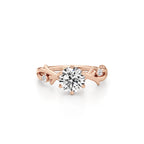 Nature-Inspired Solitaire Ring in Rose Gold – Leaf Design Engagement Ring