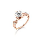 Nature-Inspired Solitaire Ring in Rose Gold – Leaf Design Engagement Ring