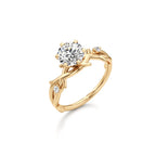 Nature-Inspired Solitaire Ring in Rose Gold – Leaf Design Engagement Ring