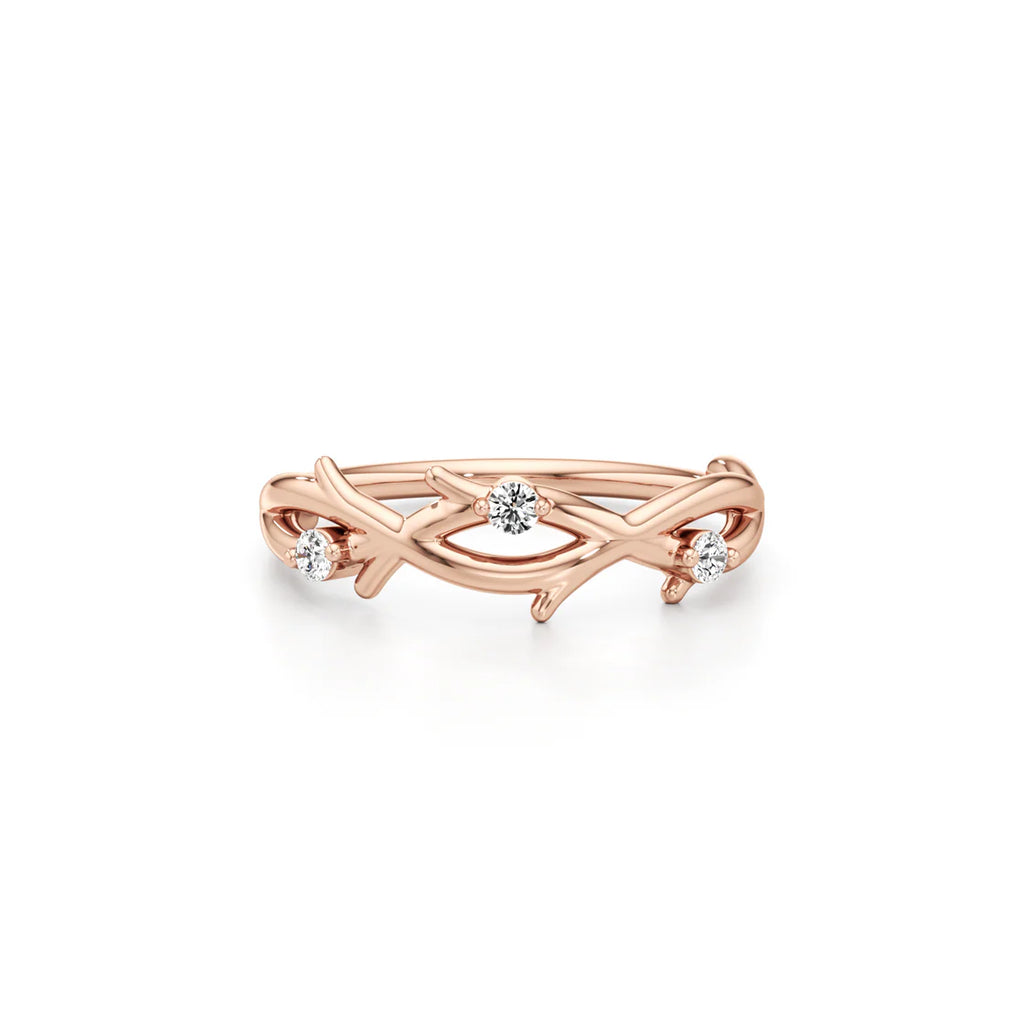 Rose Gold Diamond Ring | Elegant Branch Design