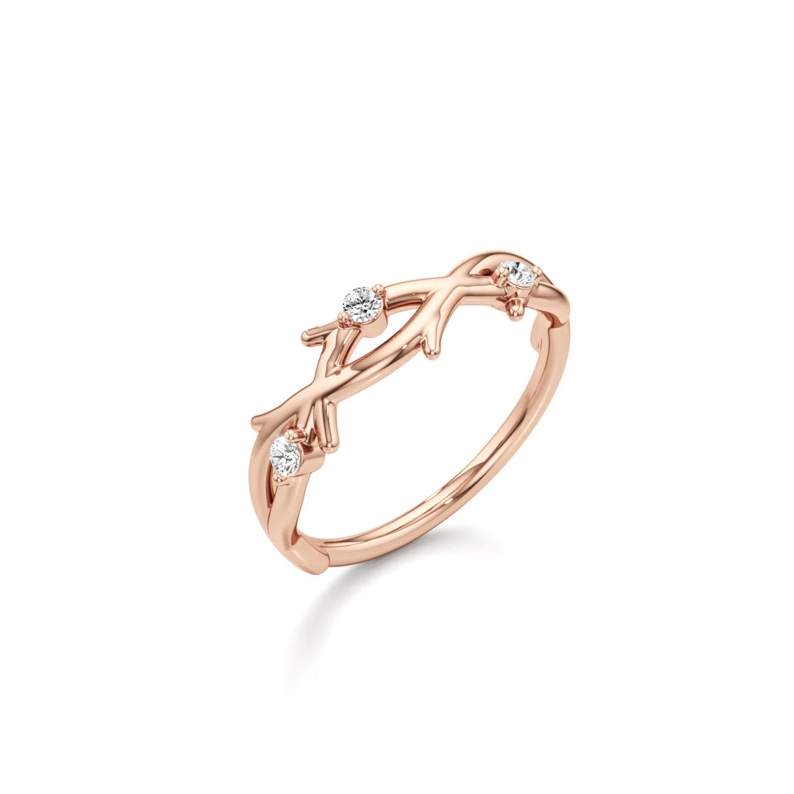 Rose Gold Diamond Ring | Elegant Branch Design