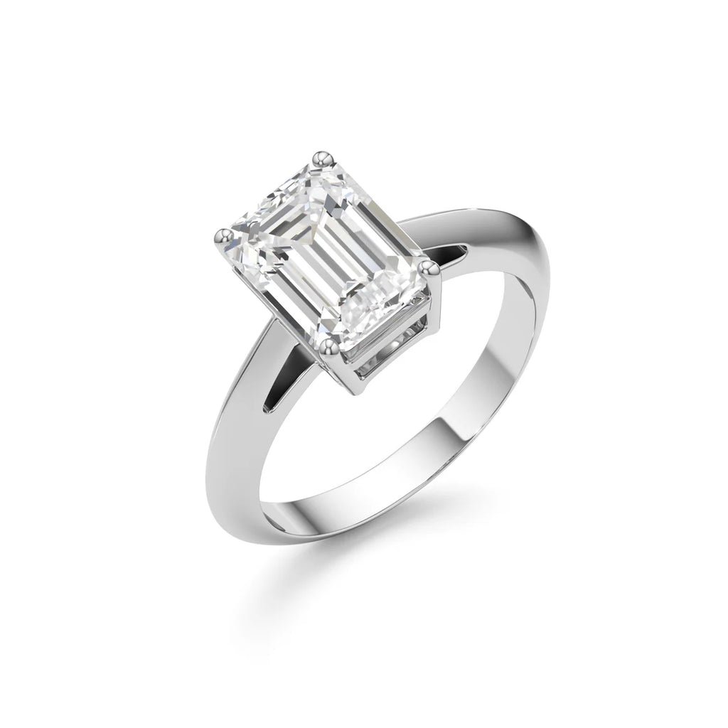 Emerald Cut Diamond Gold Ring | Classic Gold Engagement Ring
