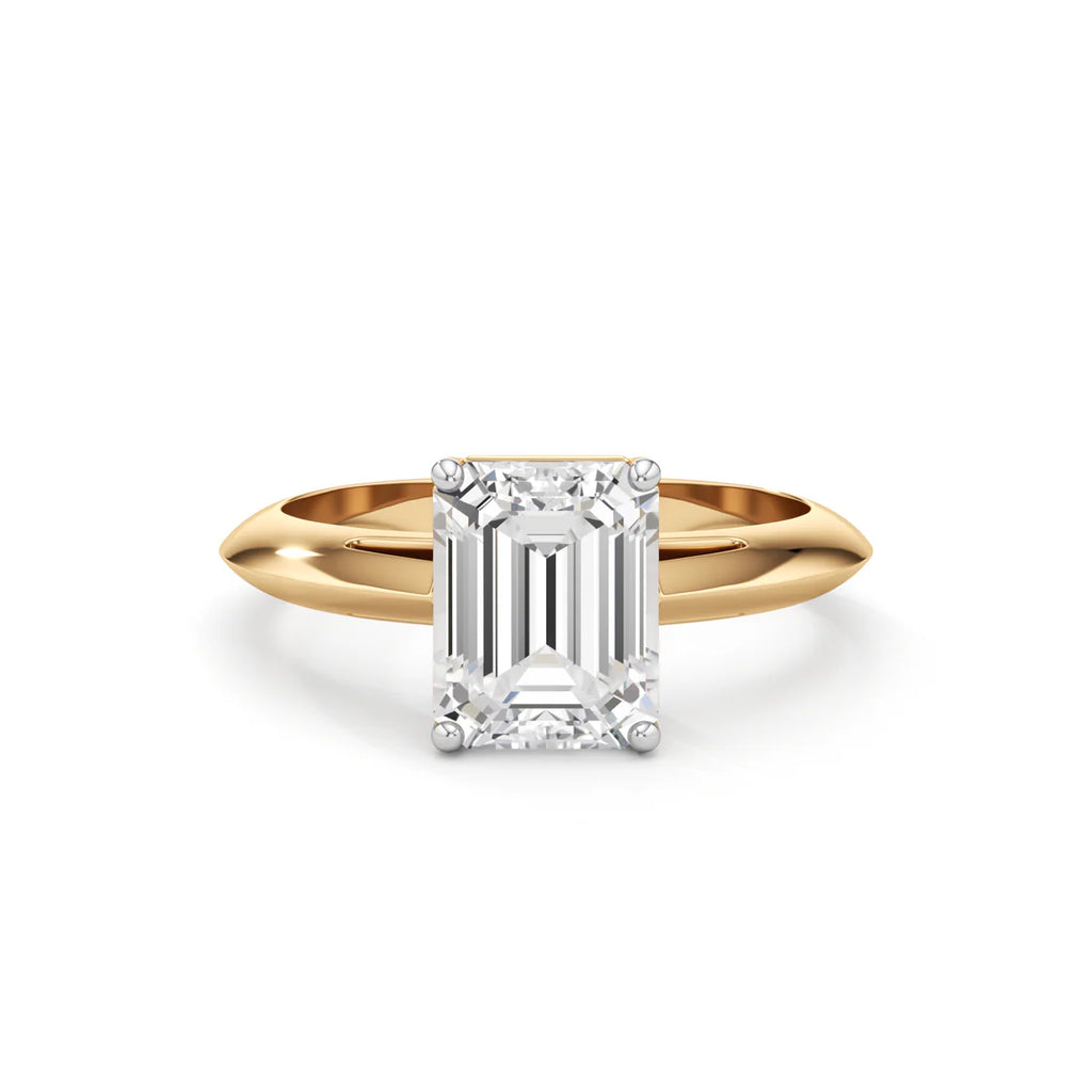 Emerald Cut Diamond Gold Ring | Classic Gold Engagement Ring