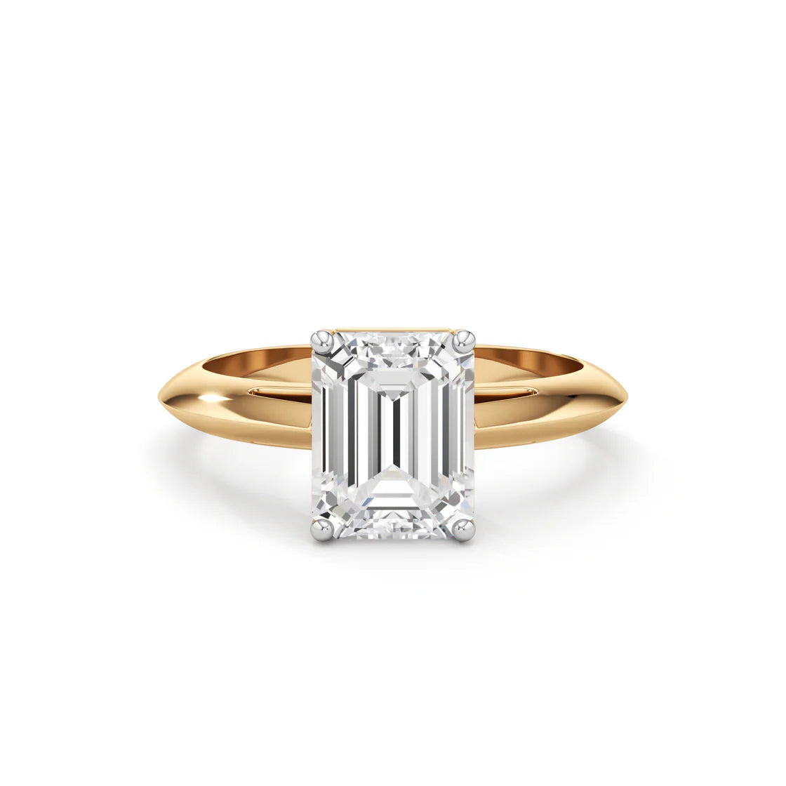 Emerald Cut Diamond Gold Ring | Classic Gold Engagement Ring