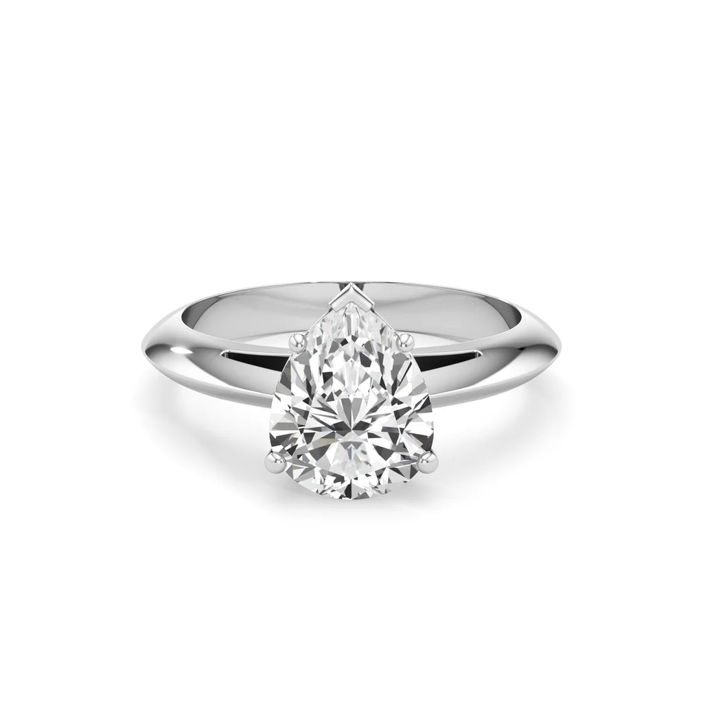 White Gold Pear Solitaire Ring for Women – Lab-Grown Diamond Elegance