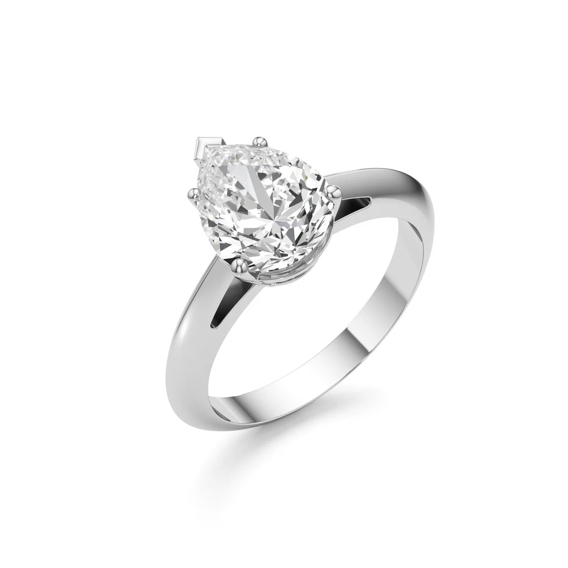 White Gold Pear Solitaire Ring for Women – Lab-Grown Diamond Elegance