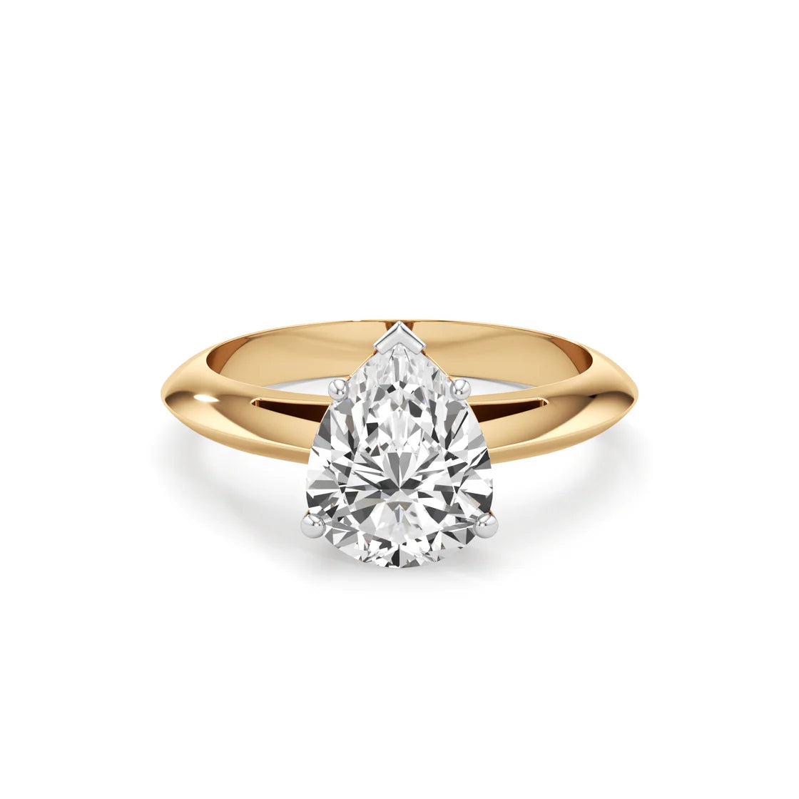 White Gold Pear Solitaire Ring for Women – Lab-Grown Diamond Elegance