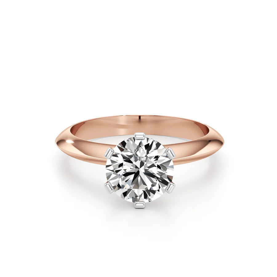 Solitaire Diamond Ring for Women – Classic Yellow Gold Engagement Ring – Round Lab-Grown Diamond