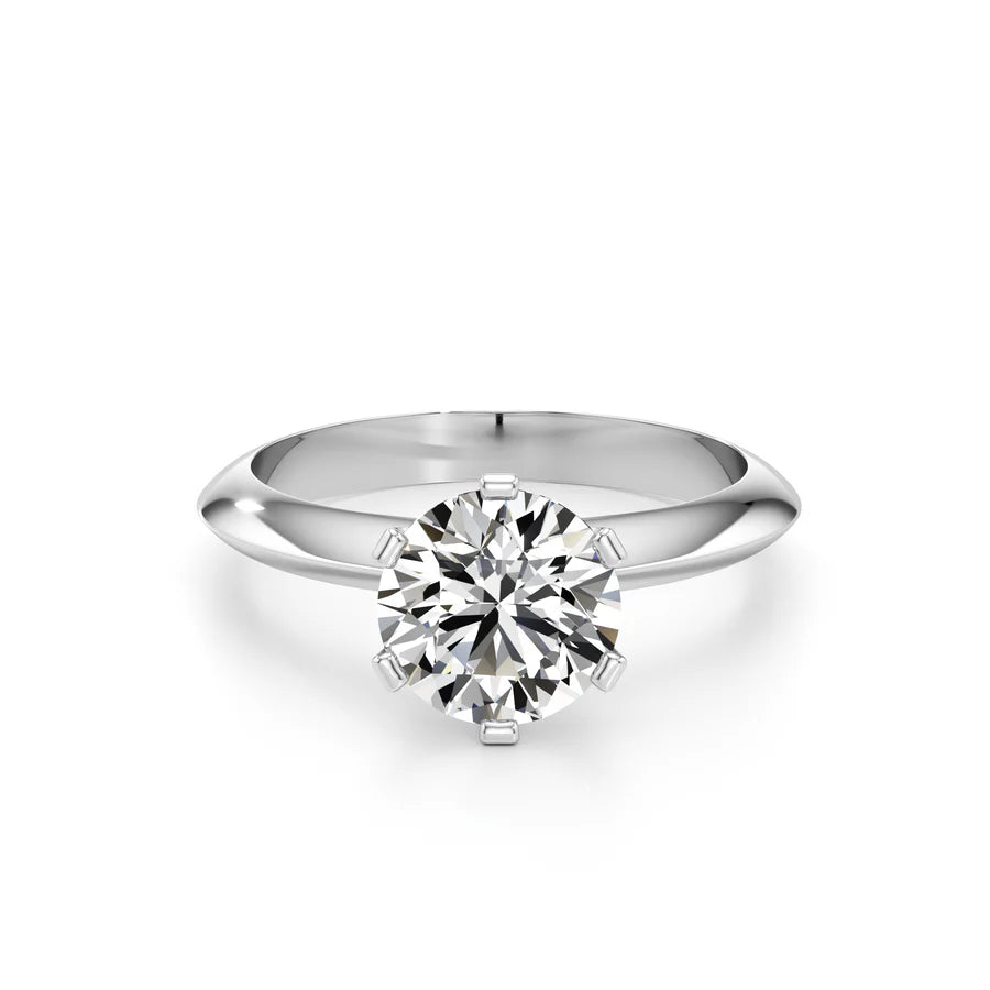 Solitaire Diamond Ring for Women – Classic Yellow Gold Engagement Ring – Round Lab-Grown Diamond