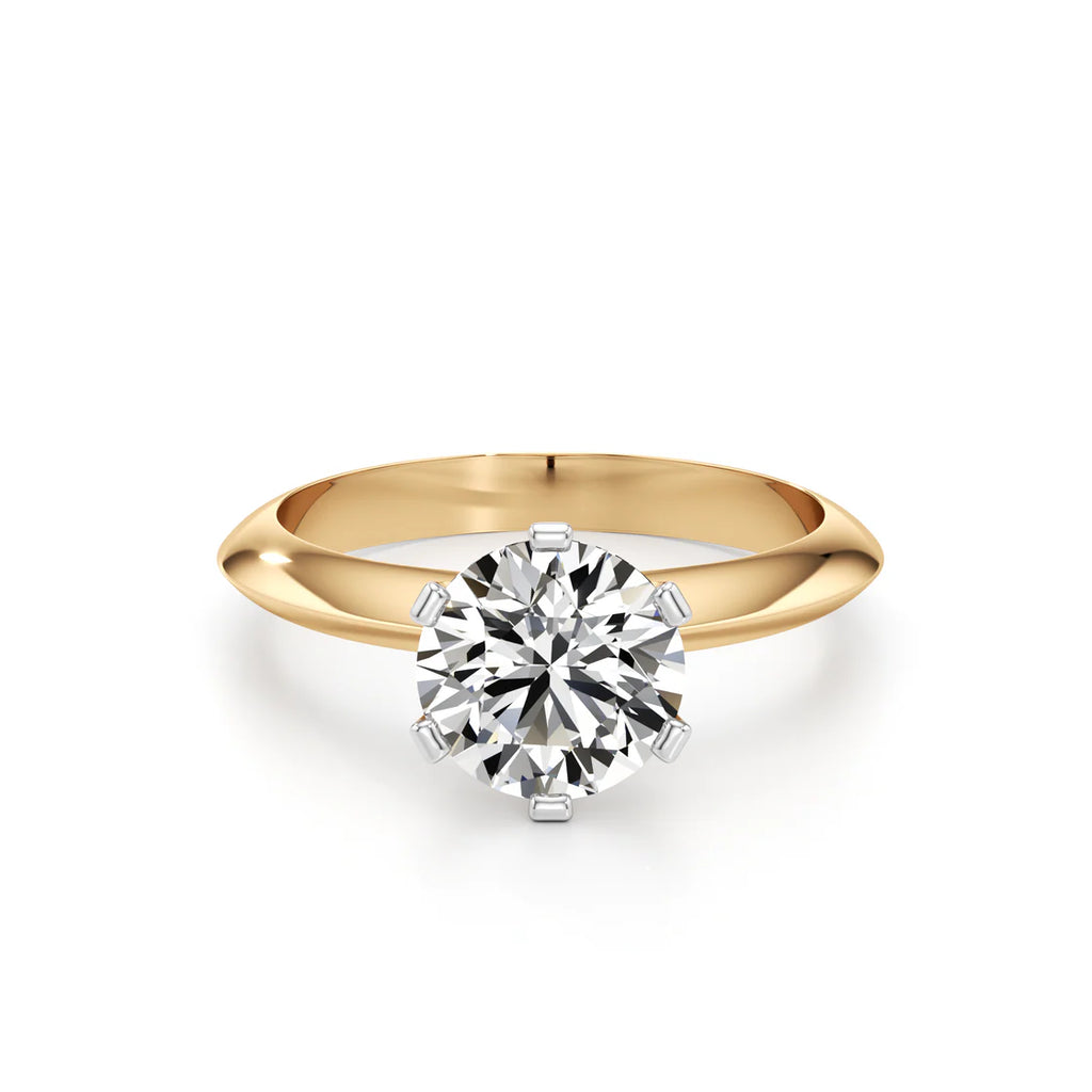 Solitaire Diamond Ring for Women – Classic Yellow Gold Engagement Ring – Round Lab-Grown Diamond