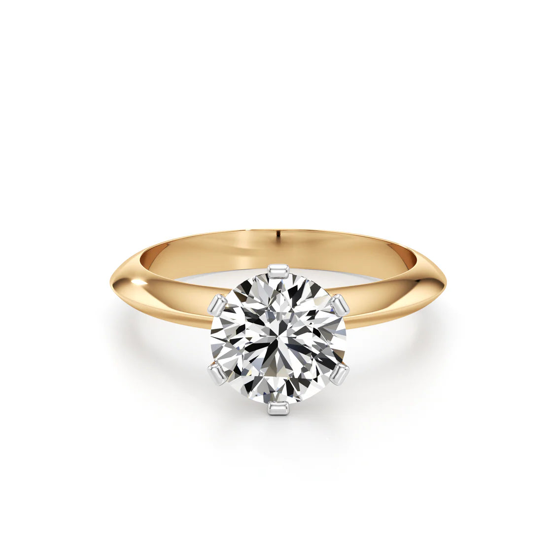 Solitaire Diamond Ring for Women – Classic Yellow Gold Engagement Ring – Round Lab-Grown Diamond