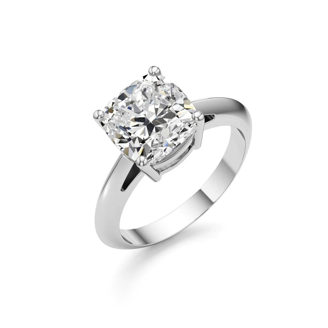 White Gold Cushion Cut Solitaire Ring – Lab-Grown Diamond Engagement Ring