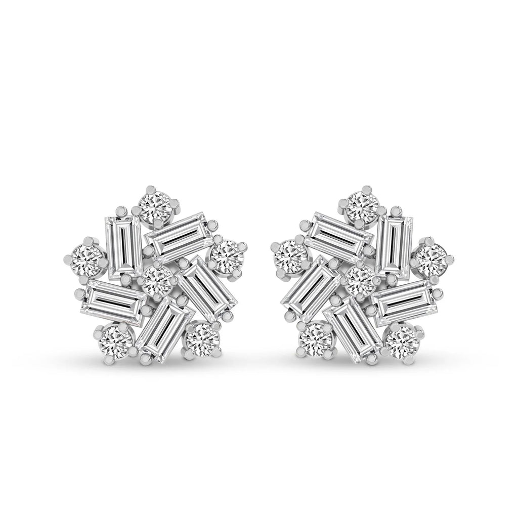 Peony Flower Fashion Lab Diamond Stud Earrings