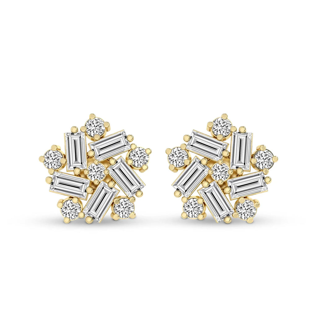 Peony Flower Fashion Lab Diamond Stud Earrings