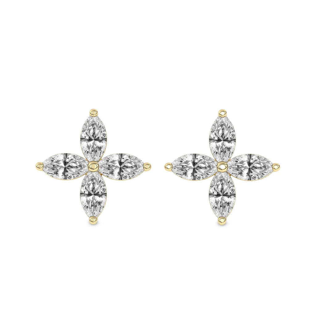 Charmed Clover Flower Fashion Lab Diamond Stud Earrings