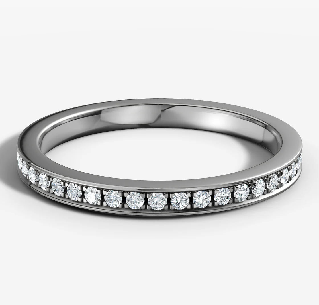 Bead Set Band With 0.01ct Round Brilliant Cut Diamonds