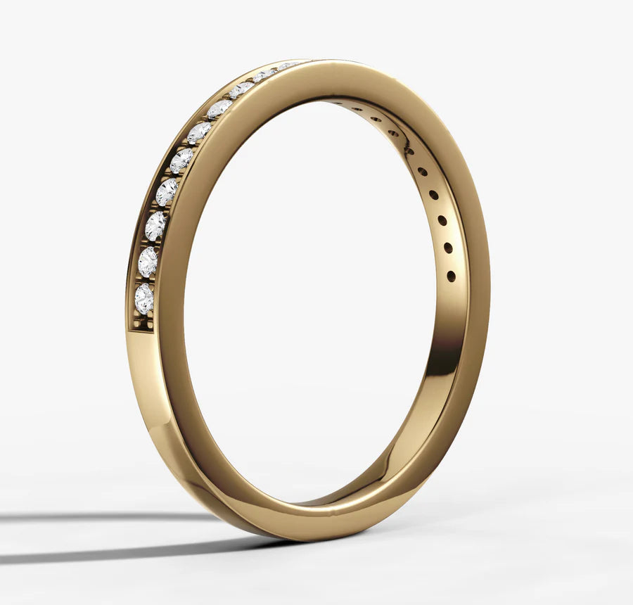 Bead Set Band With 0.01ct Round Brilliant Cut Diamonds