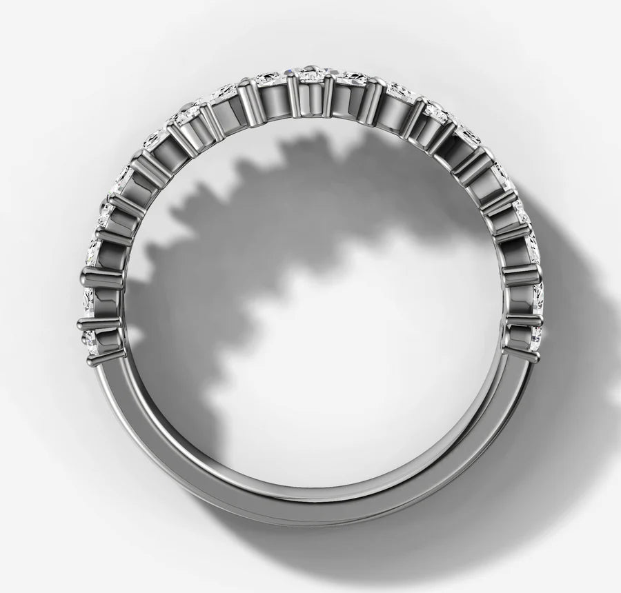 Shared Prong Cluster Band With Marquise and Round Brilliant Cut Diamonds