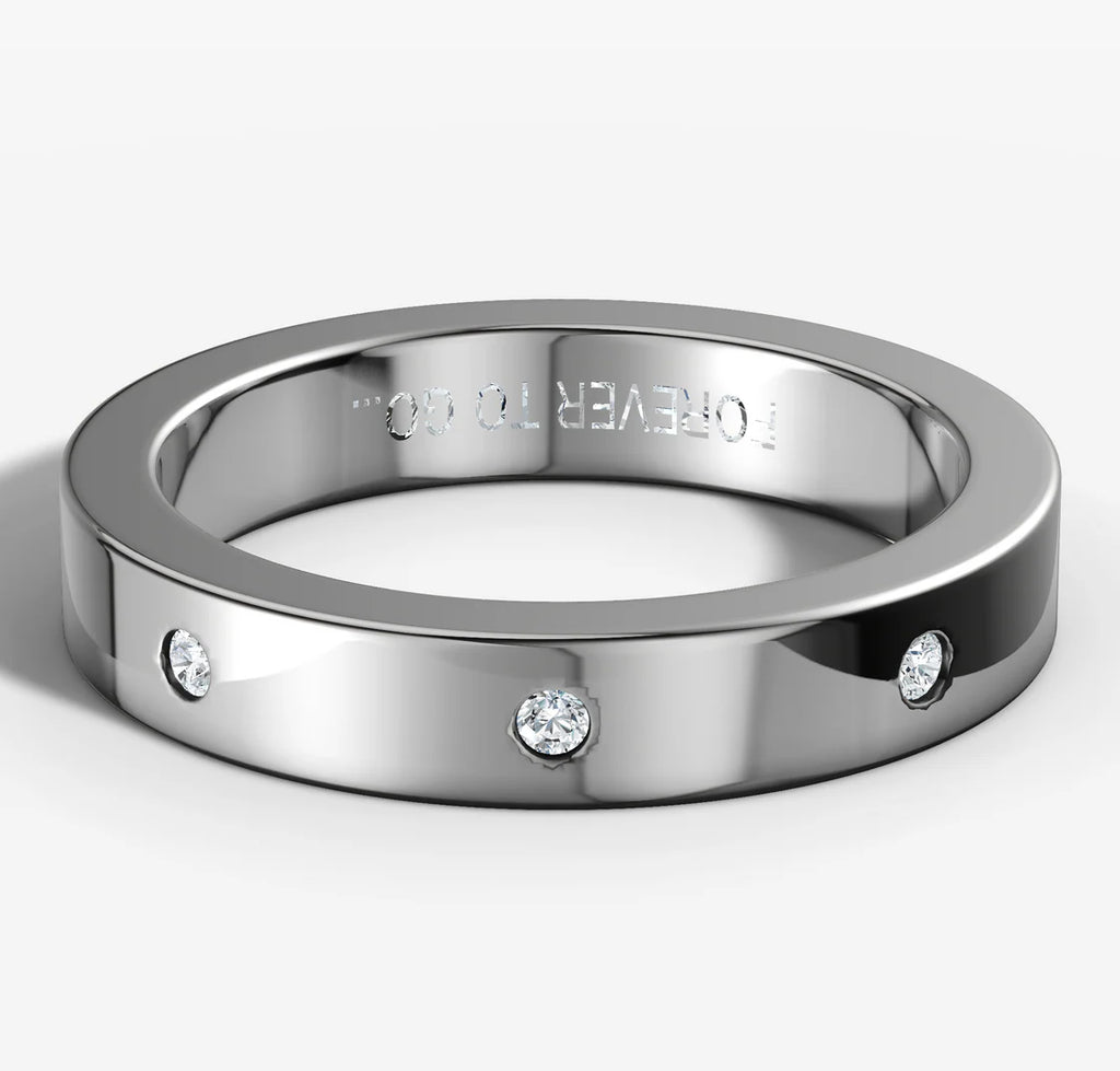 Hammer Set Flat Band With 0.01ct round brilliant cut diamonds