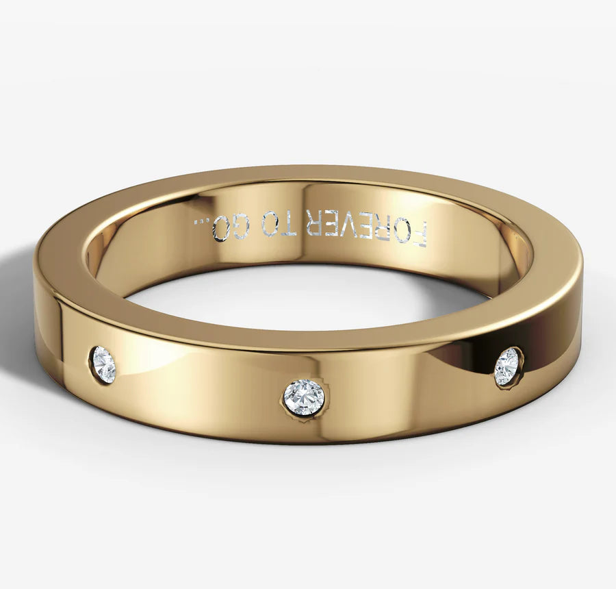 Hammer Set Flat Band With 0.01ct round brilliant cut diamonds