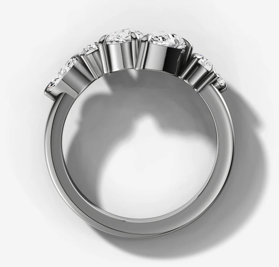 Pear Cut Diamonds Offset Ring