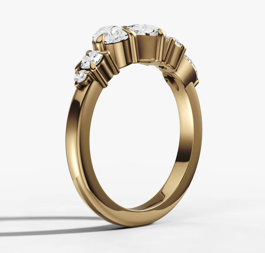 Pear Cut Diamonds Offset Ring