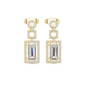 Art Deco Emerald-Cut Diamond Drop Earrings