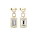 Art Deco Emerald-Cut Diamond Drop Earrings