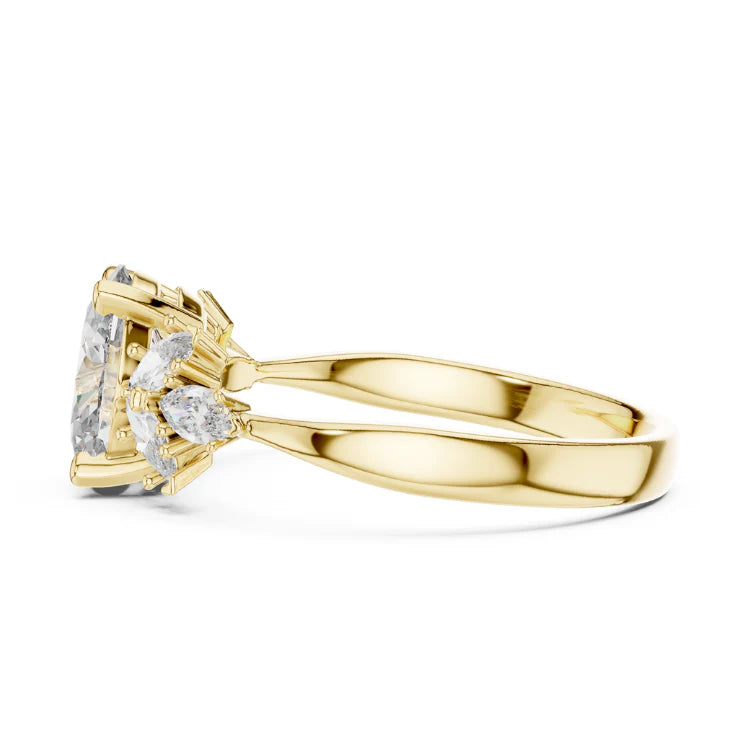 Floral-Inspired Oval Diamond Engagement Ring
