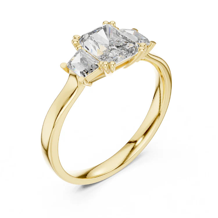 Radiant-Cut Three-Stone Diamond Engagement Ring